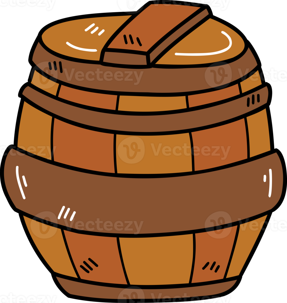 hand drawn liquor barrel illustration on transparent background png