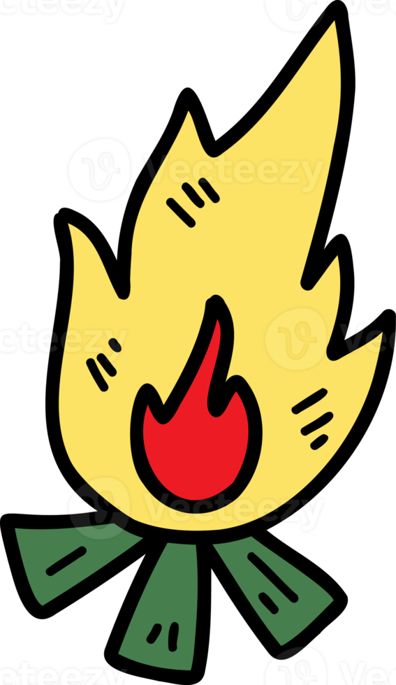 illustration de feu de camp dessiné à la main sur fond transparent png