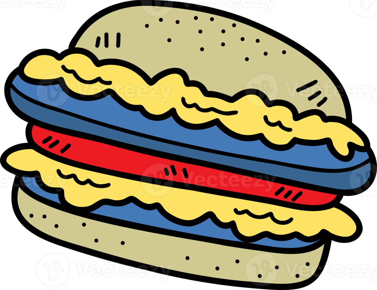 ilustración de hamburguesa dibujada a mano sobre fondo transparente png