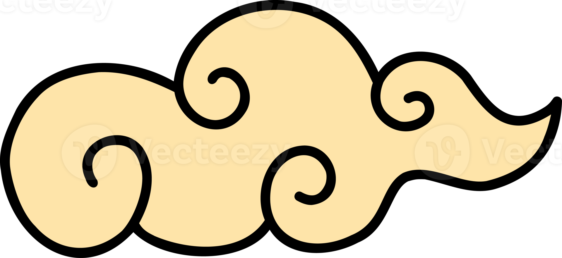 hand drawn chinese style clouds illustration on transparent background png