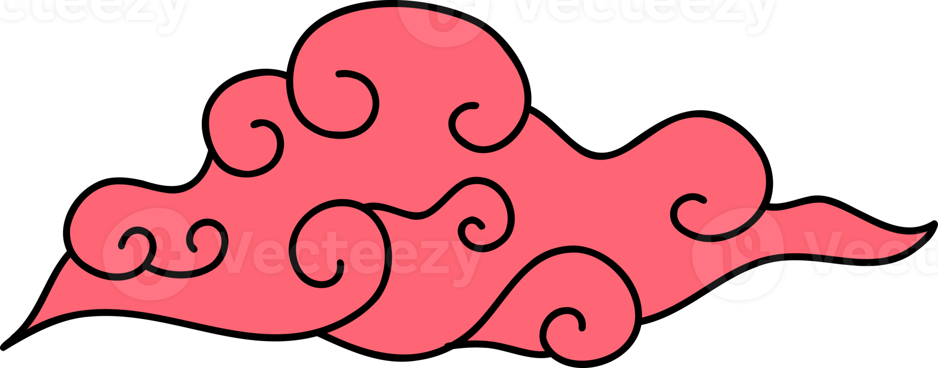 hand drawn chinese style clouds illustration on transparent background png