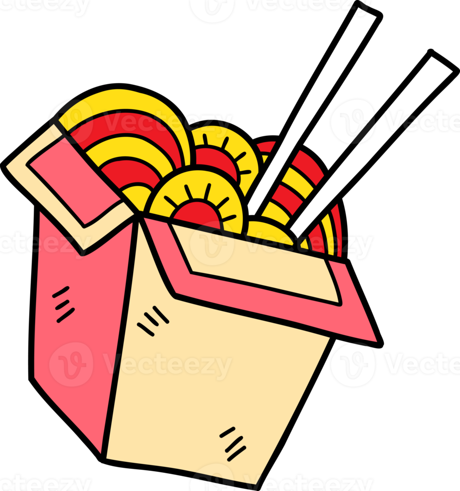 hand drawn noodles and chopsticks illustration on transparent background for template design png