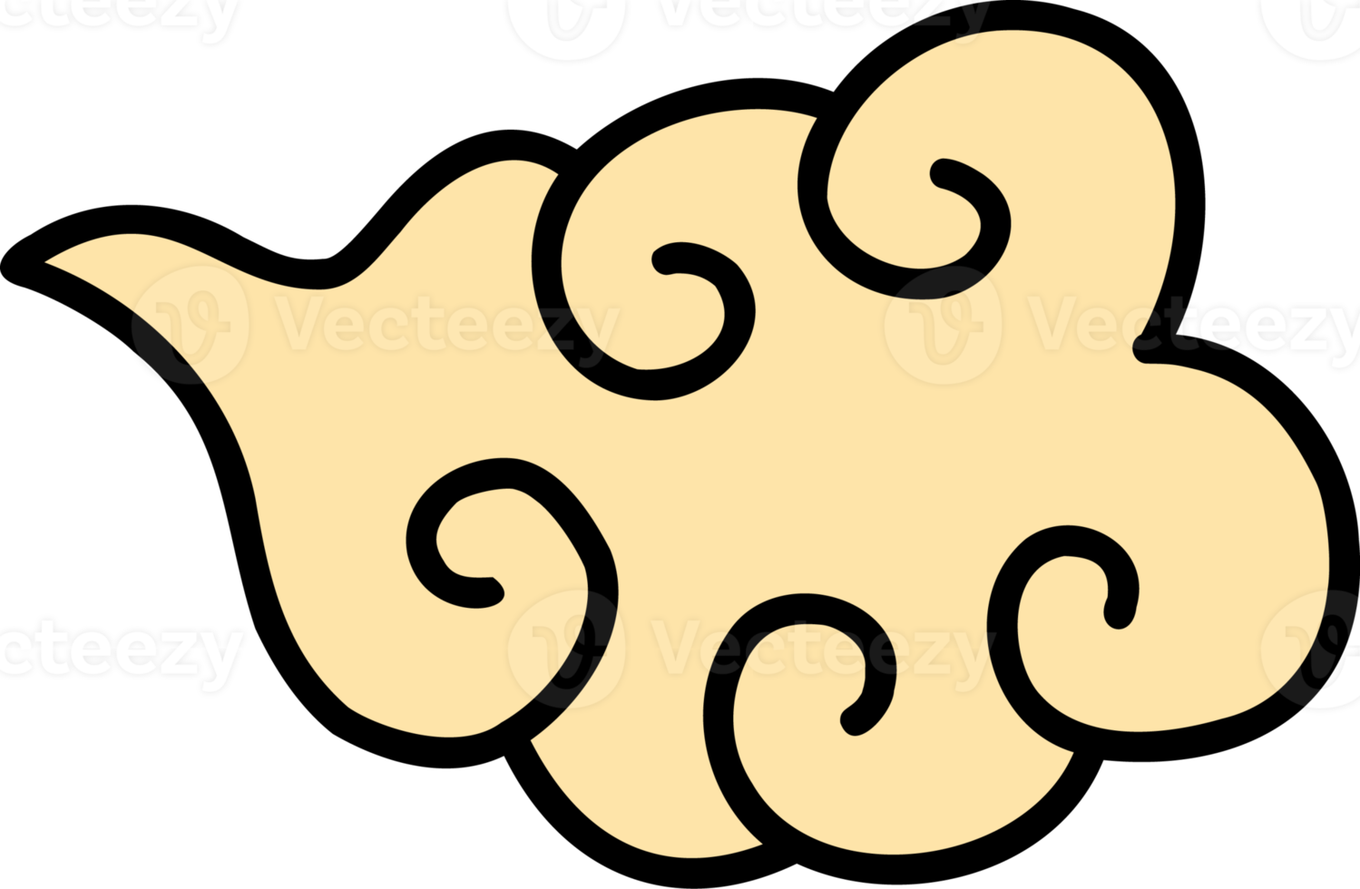 hand drawn chinese style clouds illustration on transparent background png