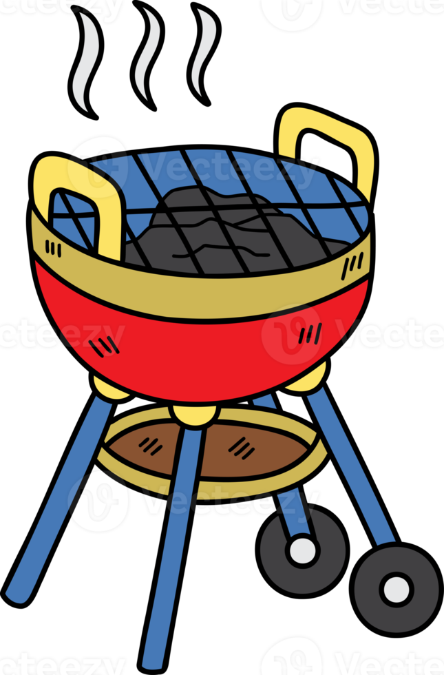 Hand Drawn bbq grill illustration on transparent background png