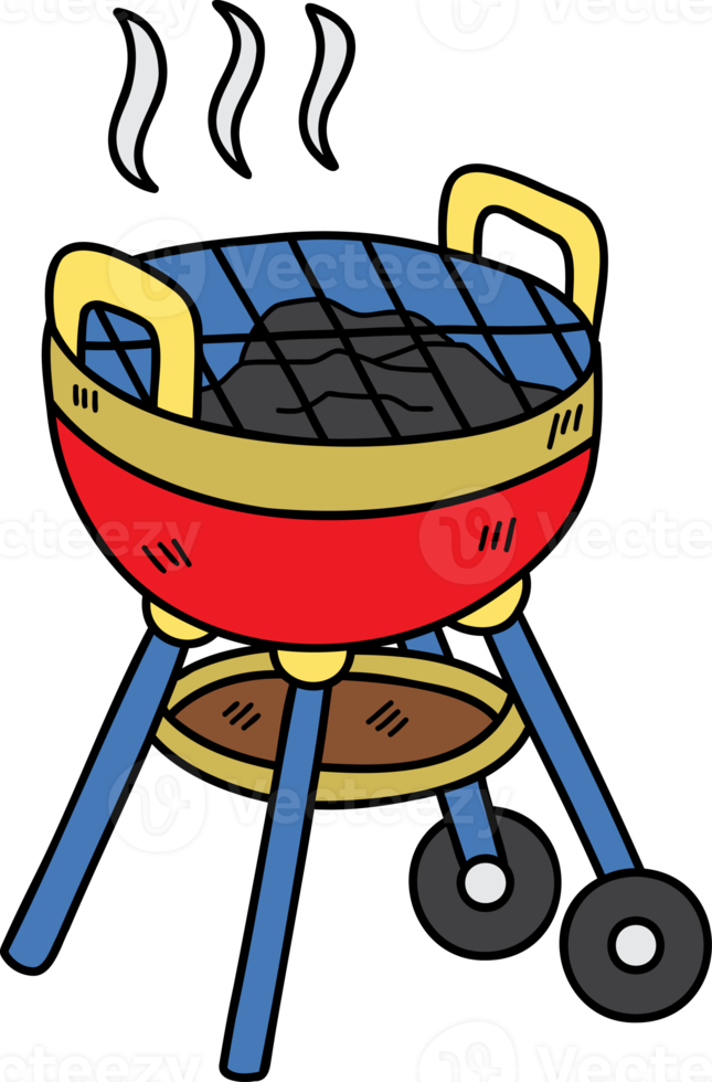 ilustración de parrilla de barbacoa dibujada a mano sobre fondo transparente png