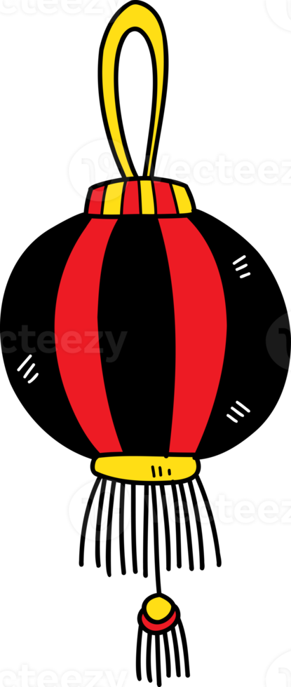 hand drawn chinese antique lantern illustration on transparent background png