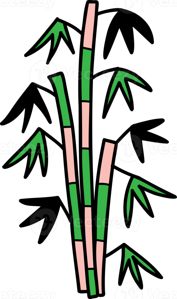 ilustração de bambu chinês desenhada à mão em fundo transparente png