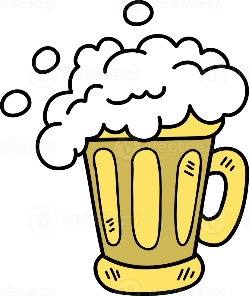 illustration de verre à bière dessiné à la main sur fond transparent png