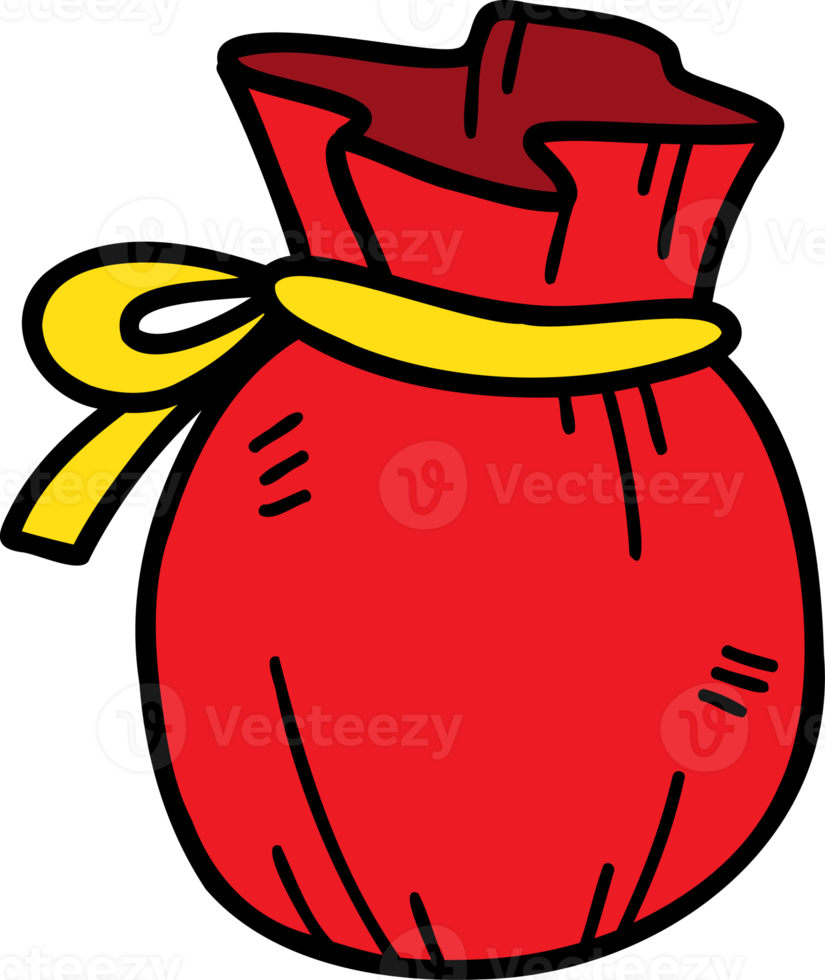 hand drawn red money bag illustration on transparent background png