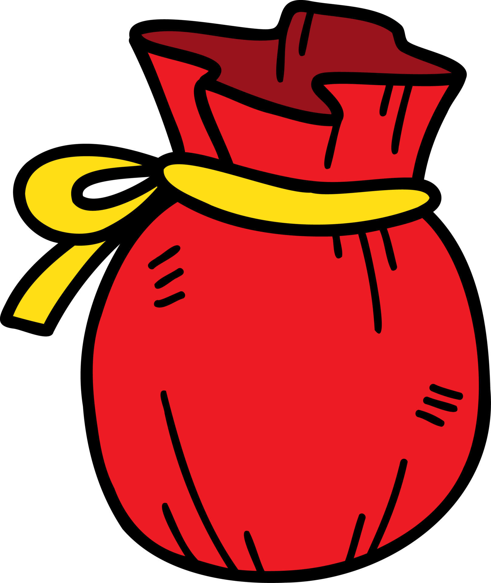 hand drawn red money bag illustration on transparent background