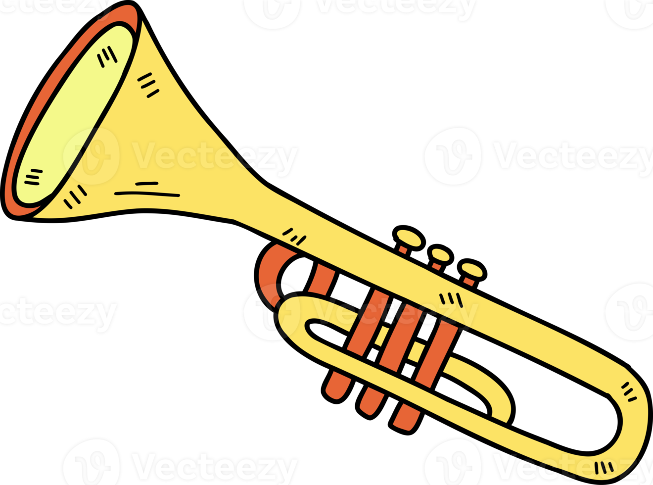 ilustración de trompeta dibujada a mano sobre fondo transparente