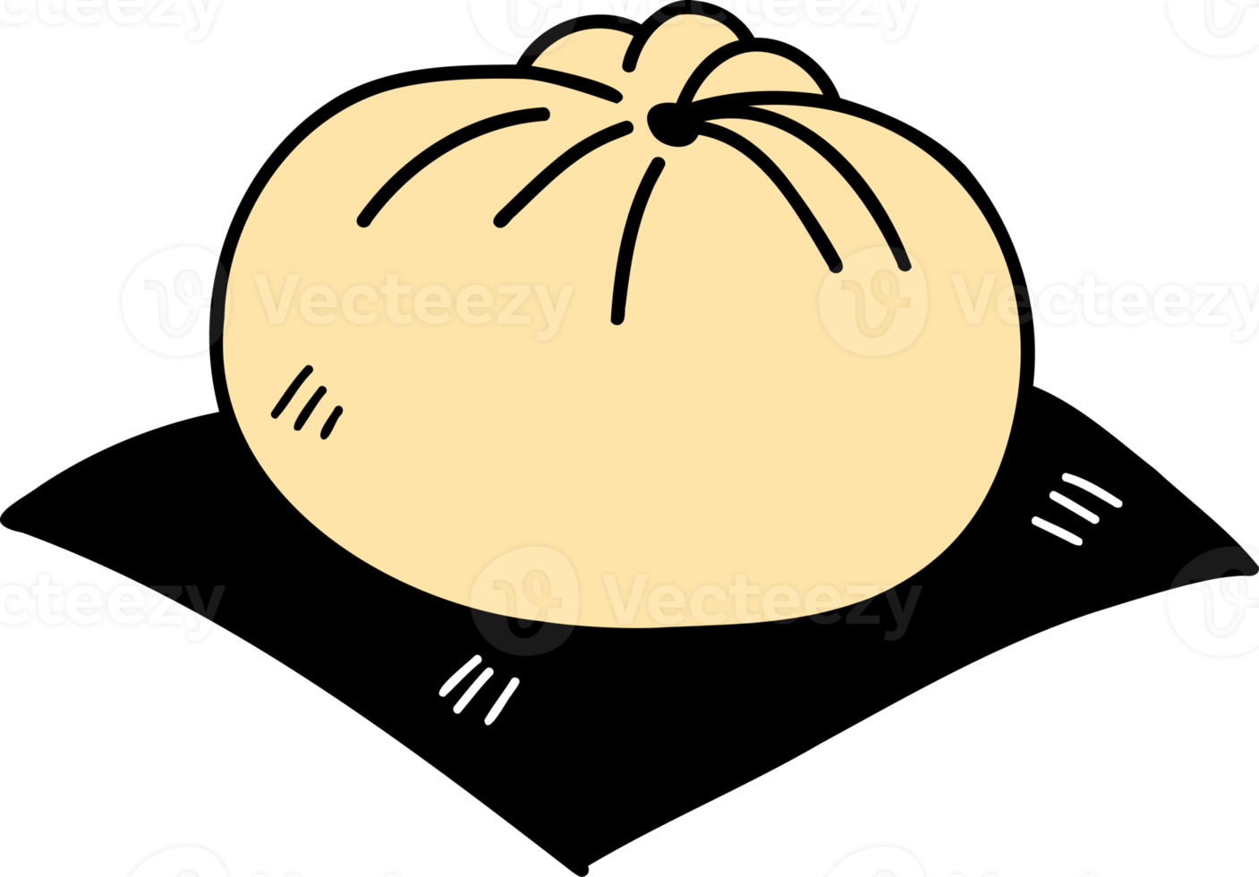 hand drawn stuffed steamed bun illustration on transparent background for template design png