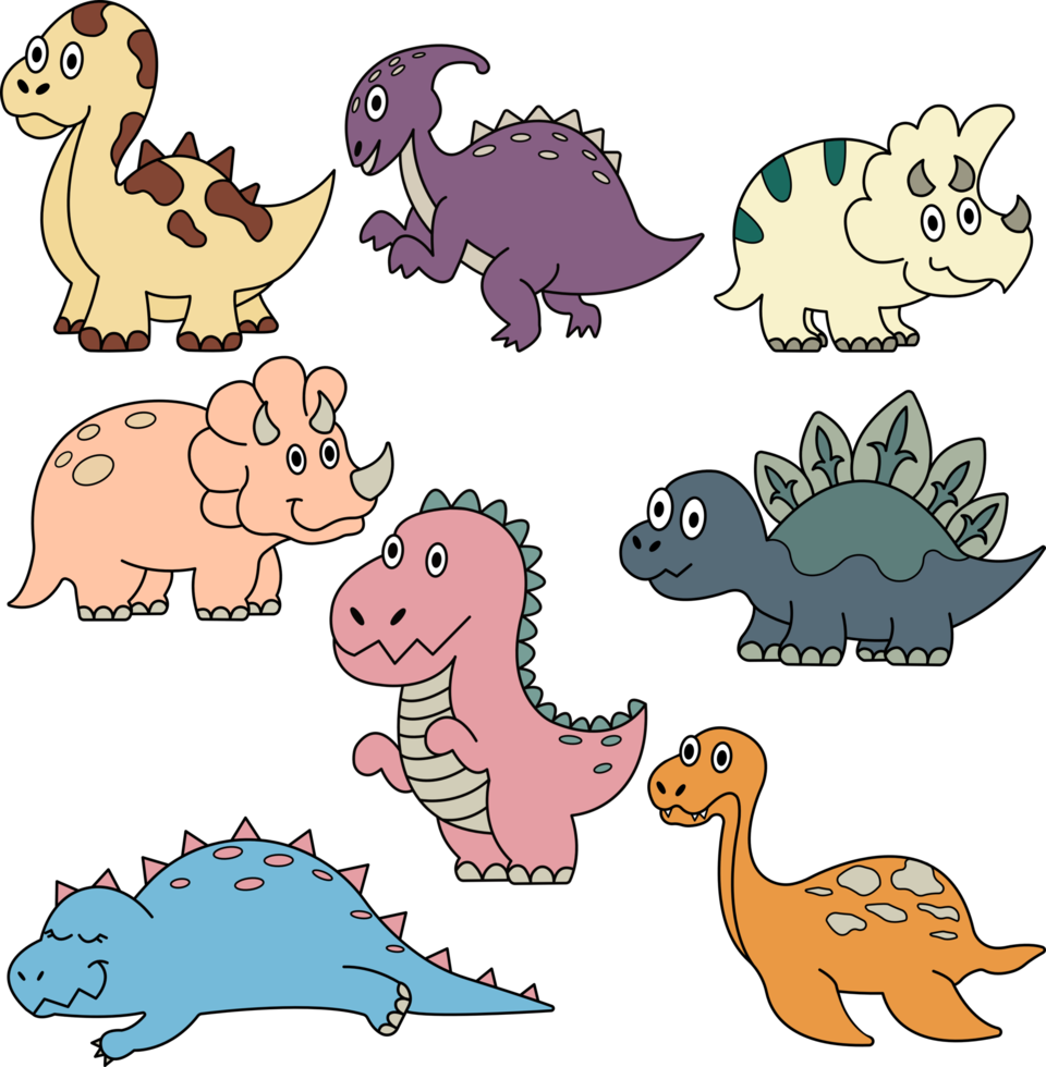 Free dinosaurios y criaturas prehistóricas. una colección de ilustraciones  vectoriales de dibujos animados y garabatos 11023655 PNG with Transparent  Background