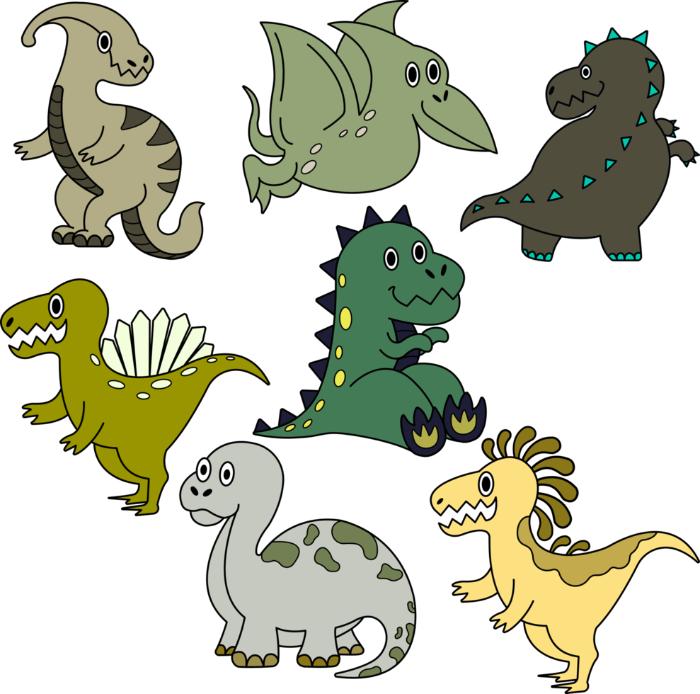 Free dinosaurios y criaturas prehistóricas. una colección de ilustraciones  vectoriales de dibujos animados y garabatos 11023659 PNG with Transparent  Background