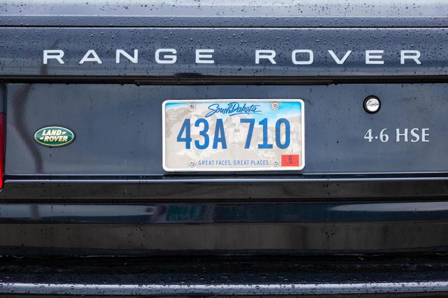 Tivat, Montenegro - October 20, 2020, South Dakota, United States of America license plate on Range Rover car photo