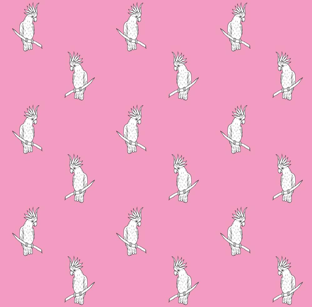 Vector seamless pattern of hand drawn cockatoo