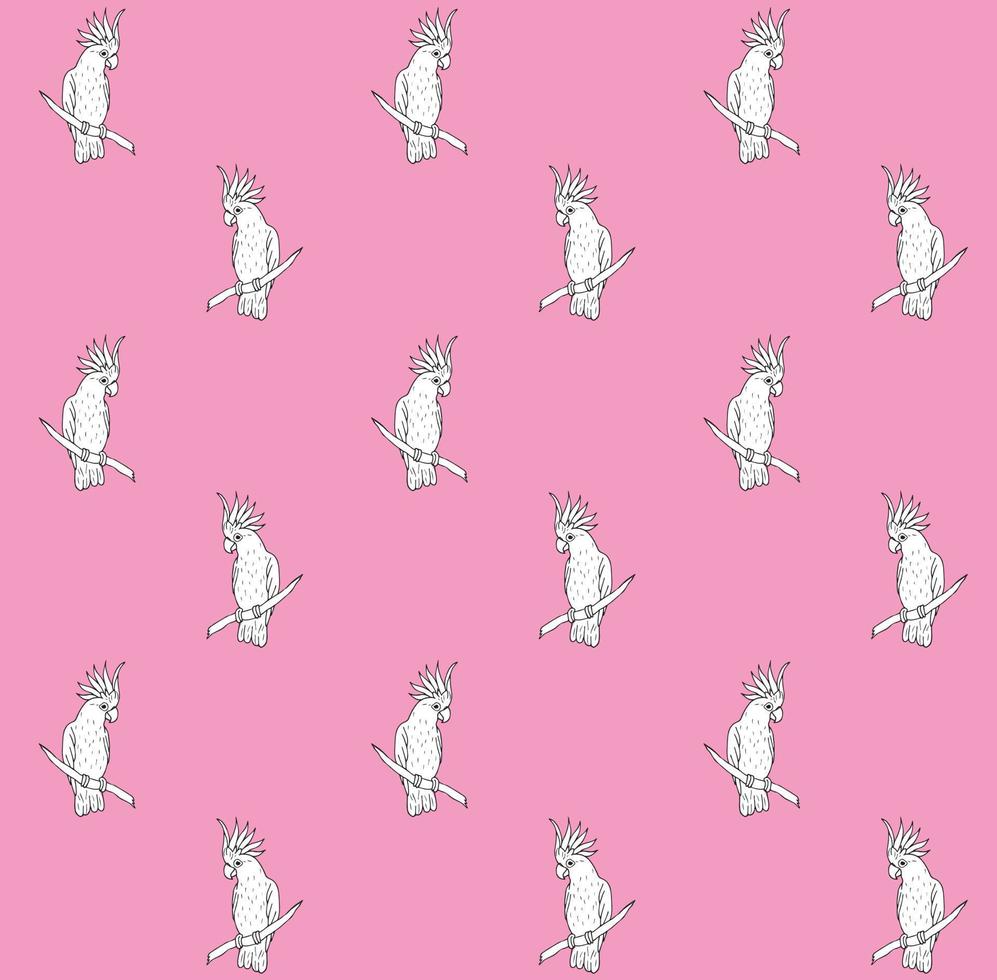 Vector seamless pattern of hand drawn cockatoo