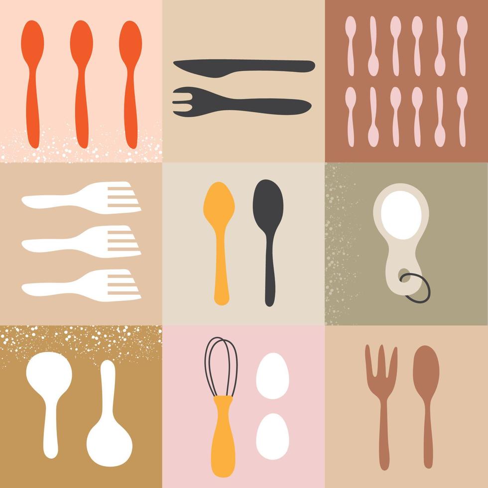 hand draw kitchenware set vector