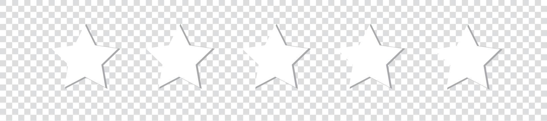 colección de iconos de estrellas. iconos de vector estrella establecidos con sombra. estrellas blancas de diferentes formas aisladas en un fondo transparente. estrellas en estilo plano moderno. vector