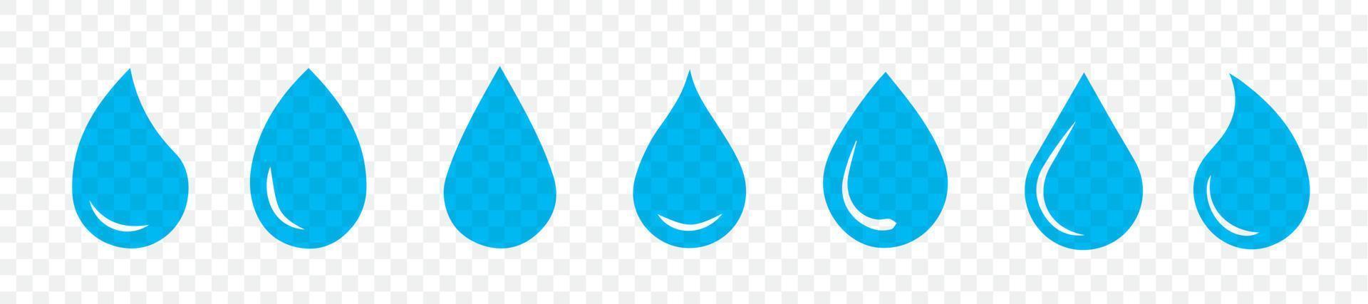 icono de vector de gota de agua. conjunto de iconos de forma de gotas de agua o lluvia. gota de sangre o agua. estilo plano aislado sobre fondo transparente. elementos vectoriales comunes.