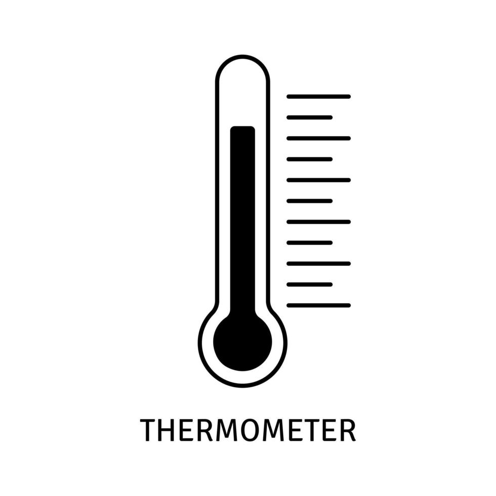 Thermometer icon marking High temperature. Flat vector illustration