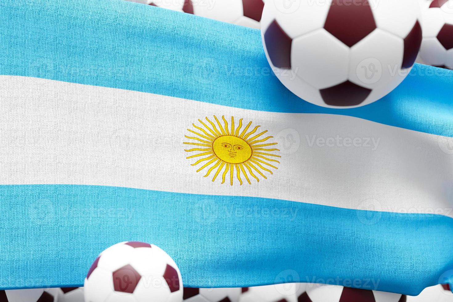 Argentina Flag with Ball. Football 2022 Minimal 3D Render Illustration photo