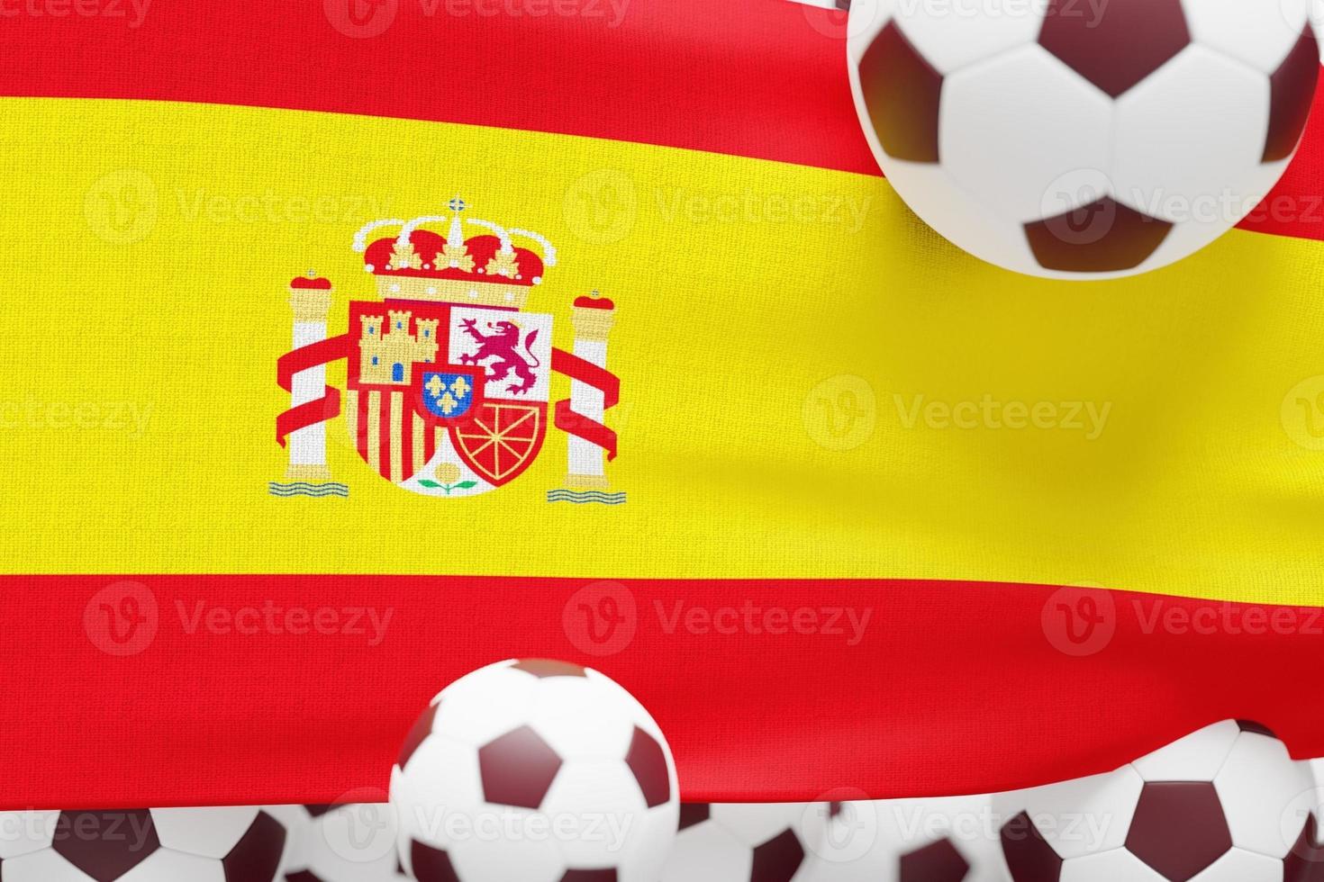 Spain Flag with Ball. Football 2022 Minimal 3D Render Illustration photo