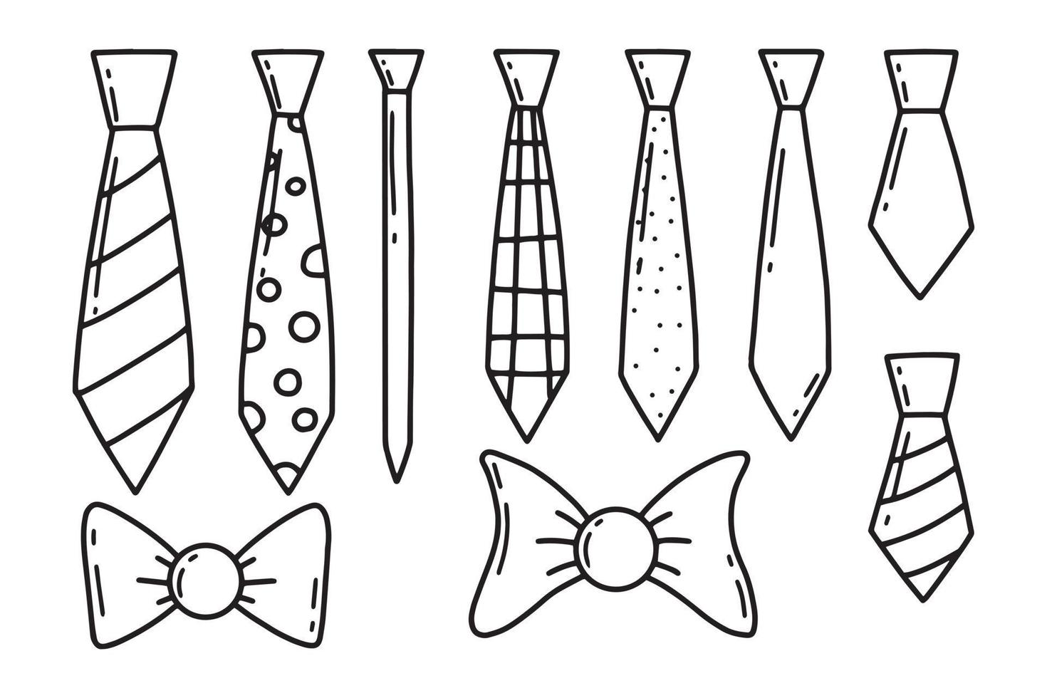 A set of ties. Doodle style. Vector illustration. Men's ties. Tie Day.