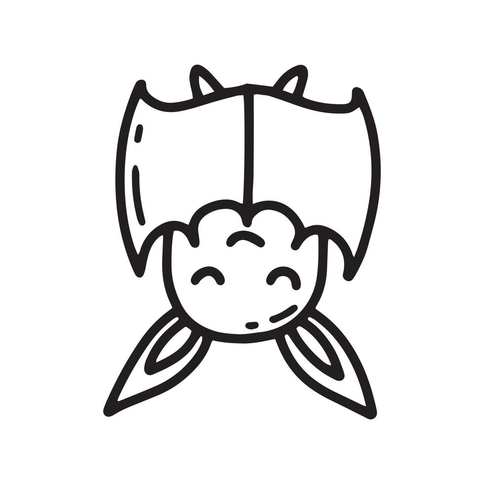 Bat in doodle style. Hand drawn cute bat. Bat for Halloween. Vector