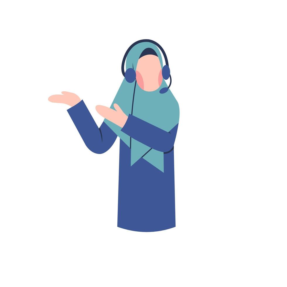 personaje de servicio al cliente usando hijab vector