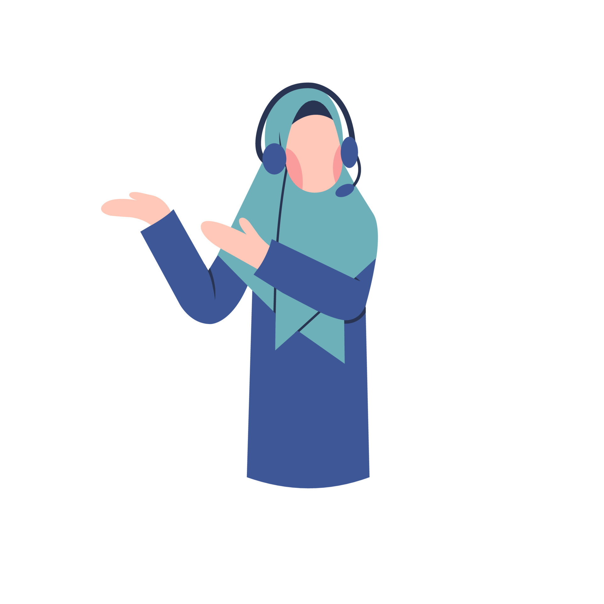 Character Of Customer Service Wearing Hijab 11024153 Vector Art at Vecteezy