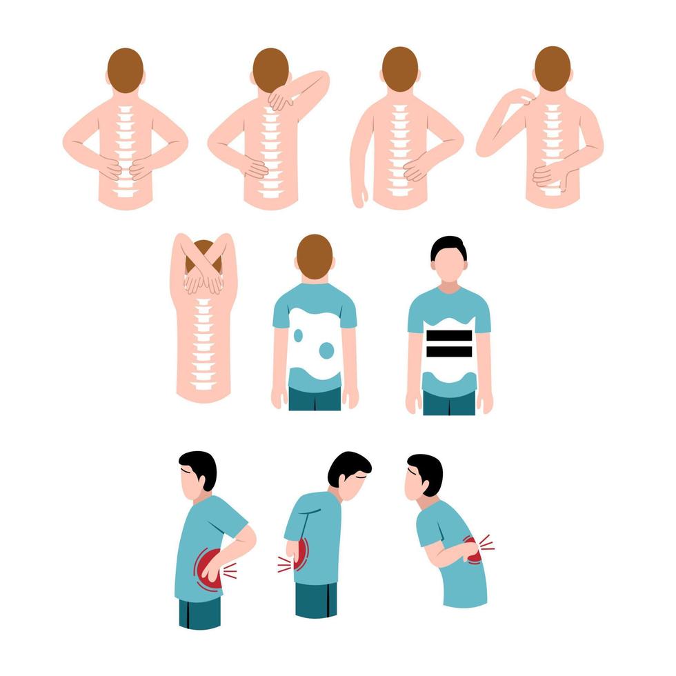 Set of Man Character With Osteoporosis vector