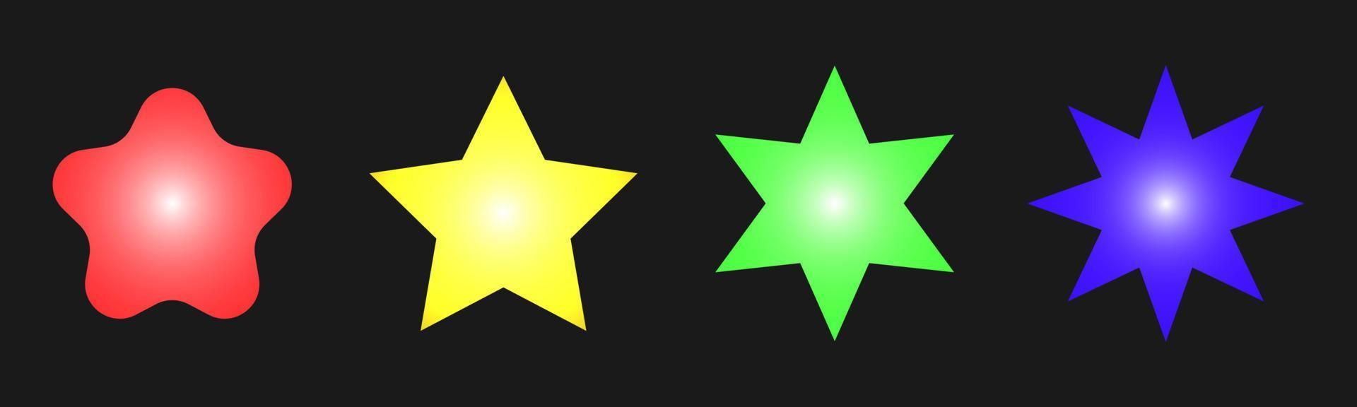 set of star shapes in bright colors, ideal for design elements, such as celebrations, events, christmas, birthdays, new years, etc. vector