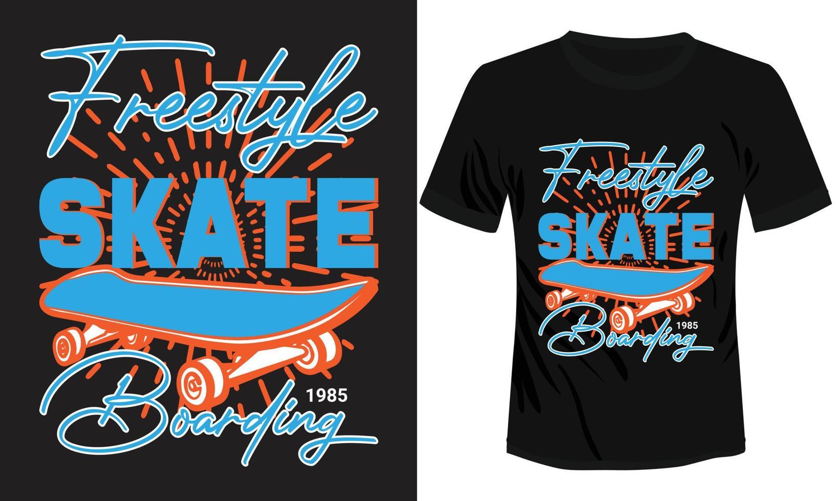 Freestyle Skate Boarding T-shirt Design Vector Illustration