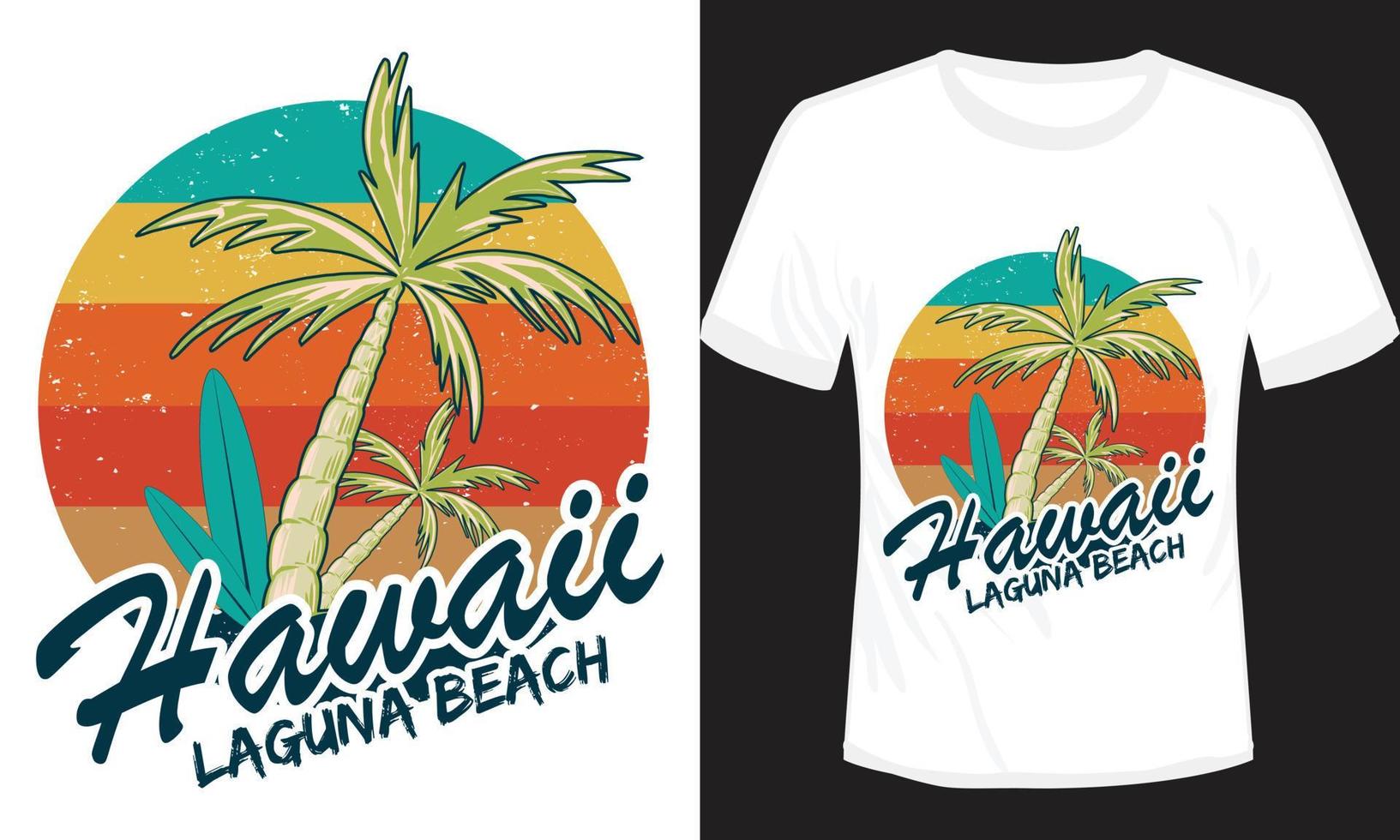 ilustración de vector de diseño de camiseta de playa laguna hawaii