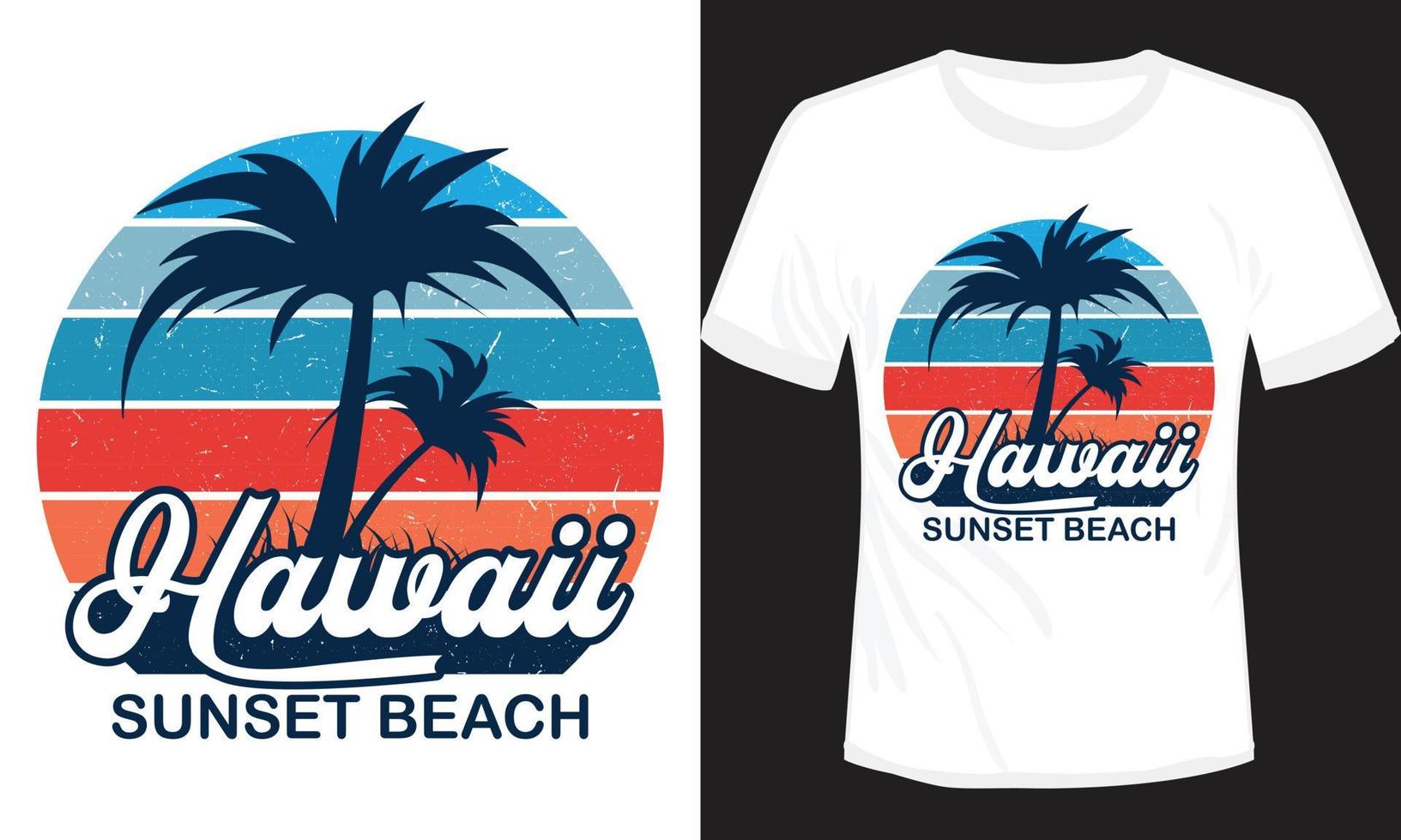 Hawaii Sunset Beach T-shirt Design vector