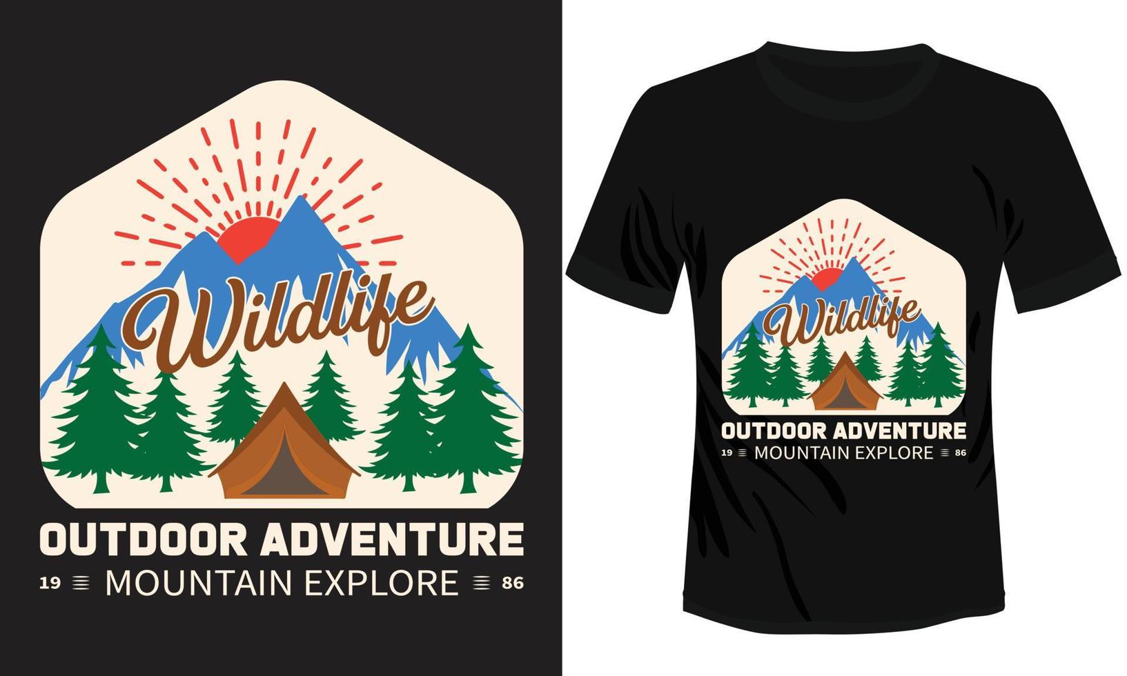 Wildlife Outdoor Adventure Mountain Explore T-shirt Design vector