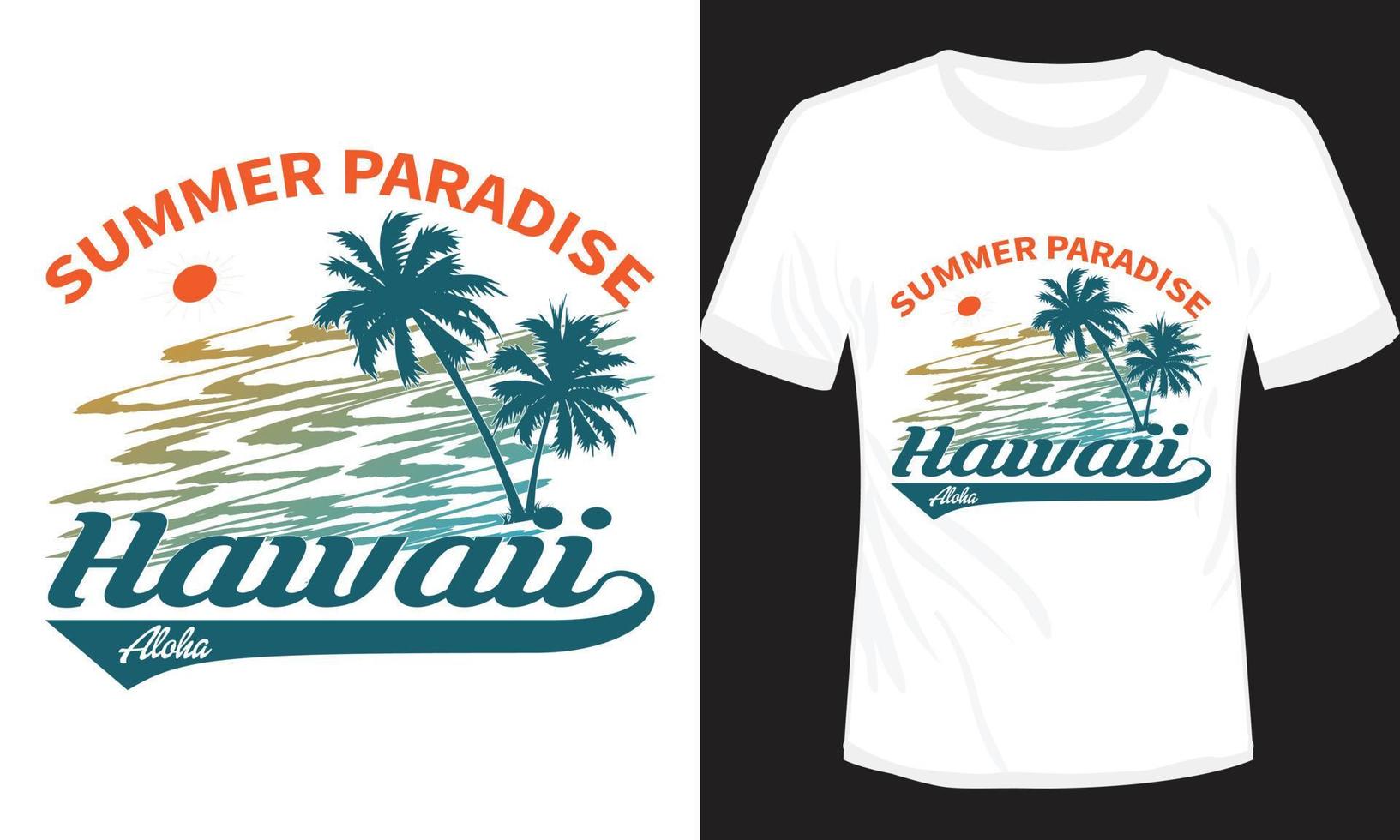 diseño de camiseta de verano paraíso hawaii vector