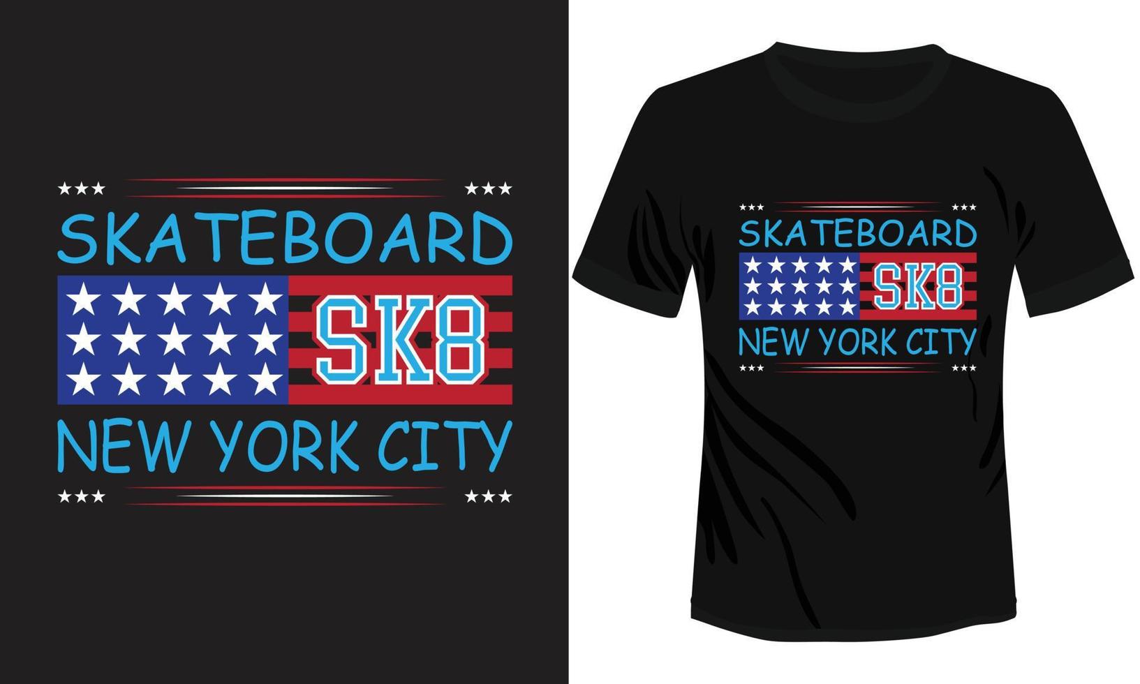 Skateboard New York City T-shirt Design vector