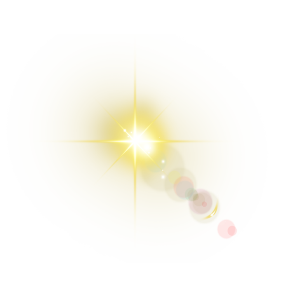 Realistic digital lens flare light effect png