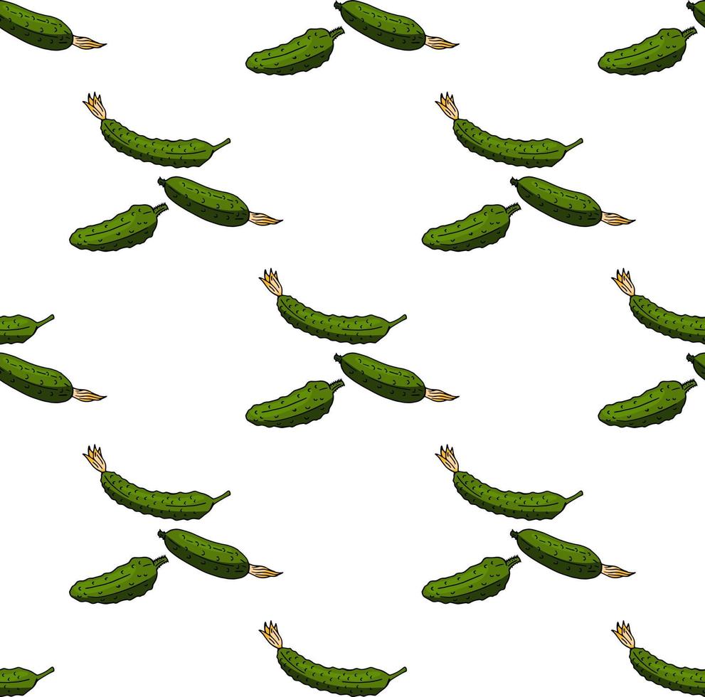 Seamless pattern with creative cucumbers on white background for fabric, textile, clothes, tablecloth and other things. Vector image.