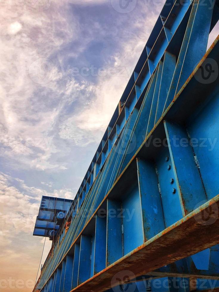 This is the steel structure of a launcher gantry that will be used for erection precast concrete I Girder. photo