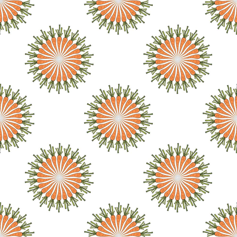 Seamless pattern with creative carrots on white background. Endless background of vegetables for your design. Vector image.