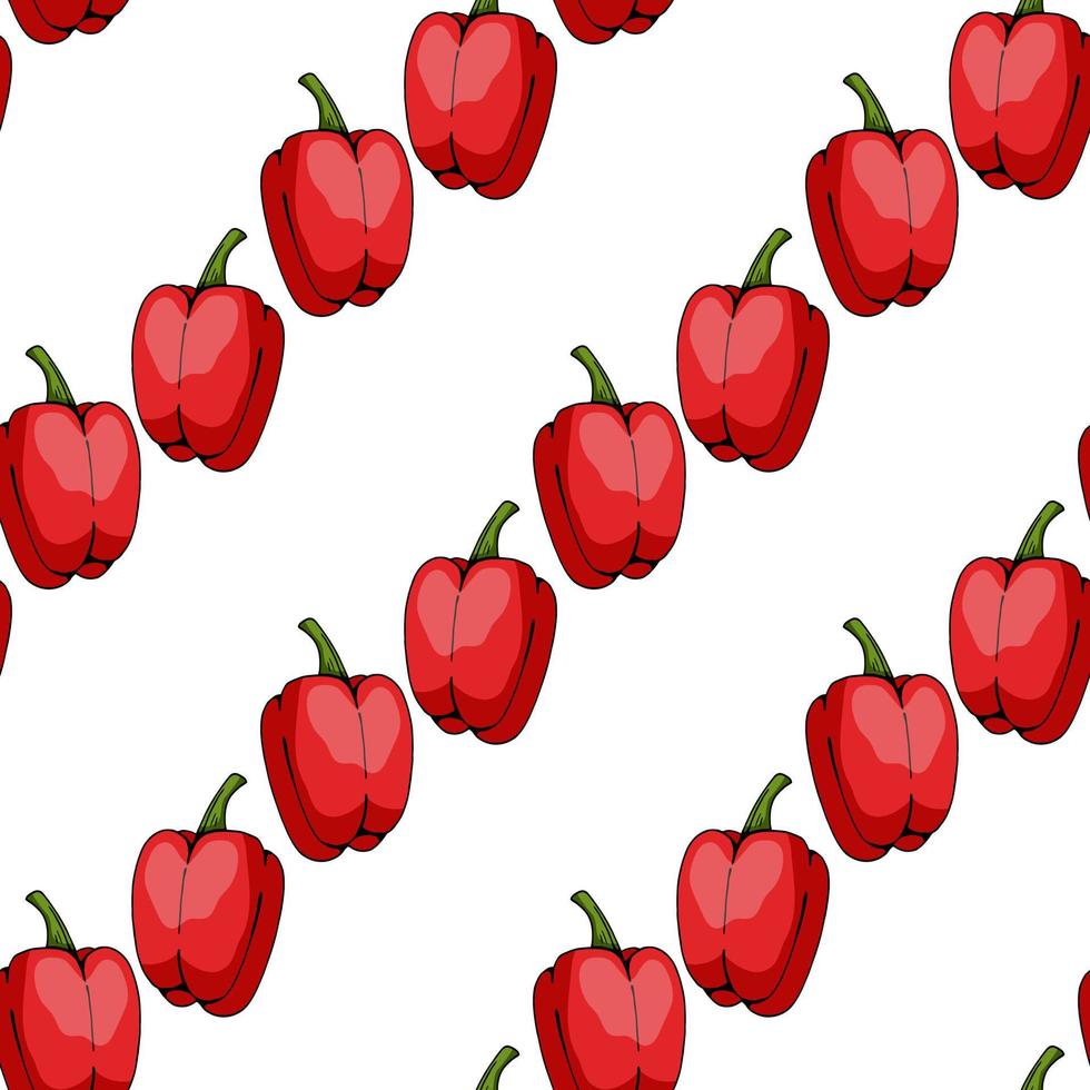 Seamless pattern with red peppers on white background for fabric, textile, clothes, tablecloth and other things. Vector image.