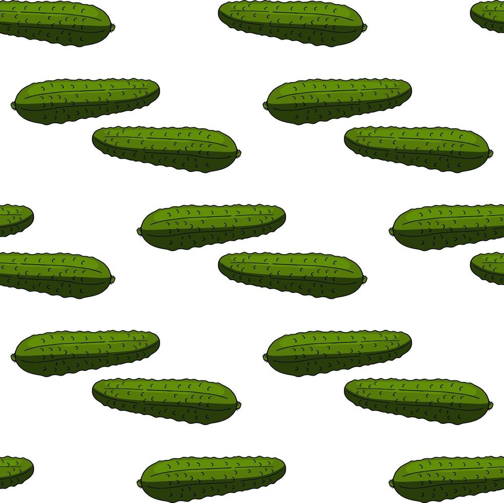 Seamless pattern with cucumbers on white background for fabric, textile, clothes, tablecloth and other things. Vector image.