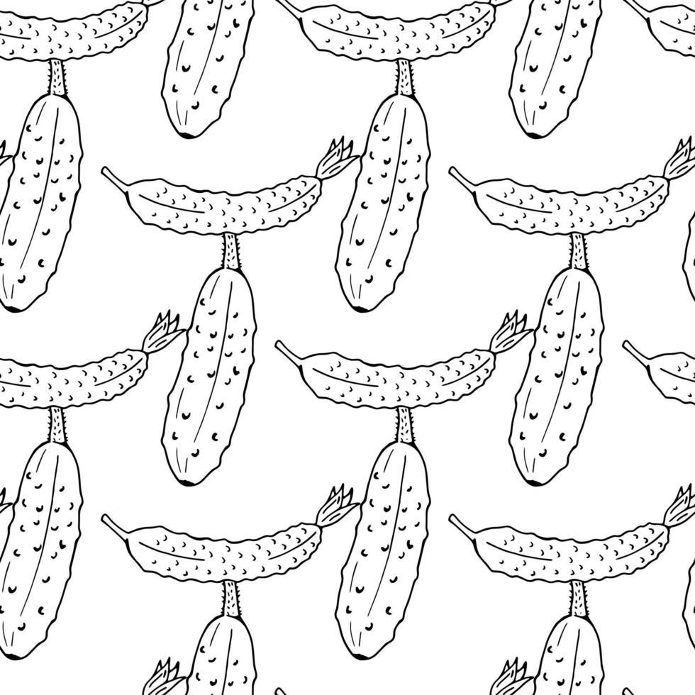 Seamless pattern with wonderful black-and-white cucumbers on white background for fabric, textile, clothes, tablecloth and other things. Vector image.
