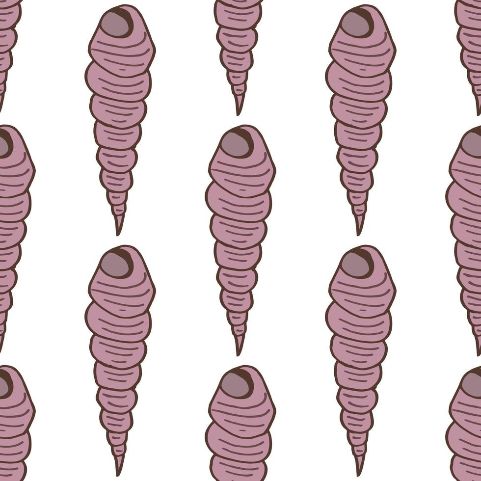 Seamless pattern with positive sea shells on white background. Vector image.