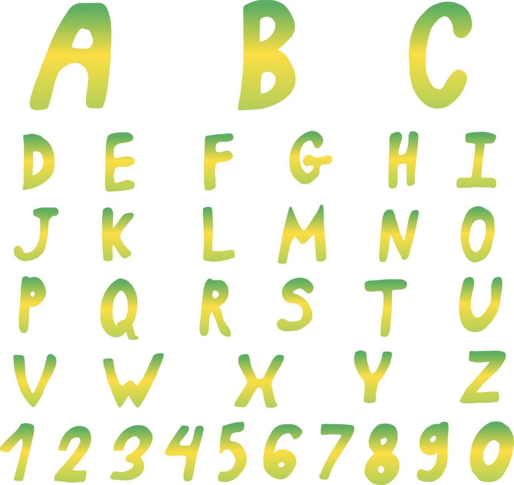 Vector green numbers 1234567890 - font with English alphabet Stock Vector