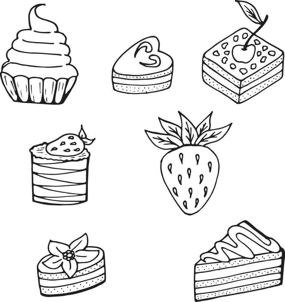 A set of different cakes.  Isolated elements on white background for your design. vector