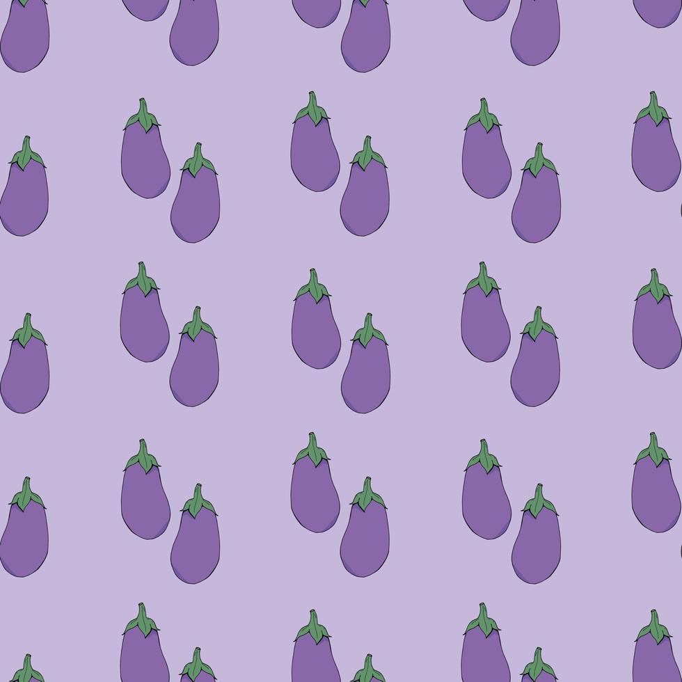 Seamless pattern with eggplant on light violet background for fabric, textile, clothes, tablecloth and other things. Vector image.